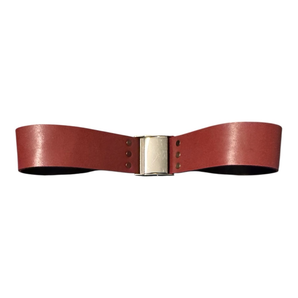 Kenneth Cole Y2K Burgundy Red Leather Belt with Silver Buckle 2” high 30” length